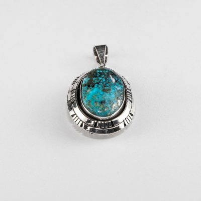 画像2: アメリカインディアン ナバホ族  キングマン ターコイズ・スターリングシルバー ペンダント トップ/Native American Navajo Kingman Turquoise Sterling Silver Pendant