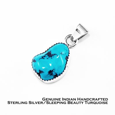 画像1: ネイティブアメリカン ナバホ族  スリーピングビューティー ターコイズ スターリングシルバー ペンダント トップ/Native American Navajo Sleeping Beauty Turquoise Sterling Silver Pendant