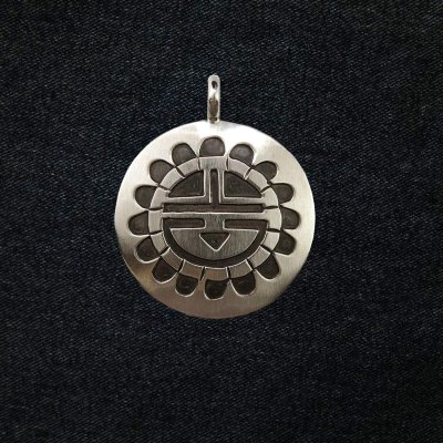 画像2: アメリカ インディアン ナバホ族 サンフェイス オーバーレイ スターリングシルバー ペンダント トップ/Native American Navajo Sterling Silver Pendant Sunface