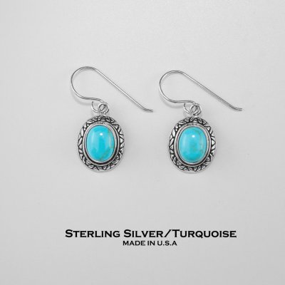 画像1: アメリカン ジュエリー ターコイズ&スターリングシルバー ピアス/Turquoise Sterling Silver Earrings
