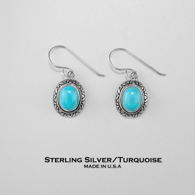 画像1: アメリカン ジュエリー ターコイズ&スターリングシルバー ピアス/Turquoise Sterling Silver Earrings
