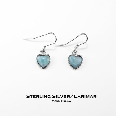 画像1: アメリカン ジュエリー ハート ラリマー&スターリングシルバー ピアス/Larimer Sterling Silver Heart Earrings