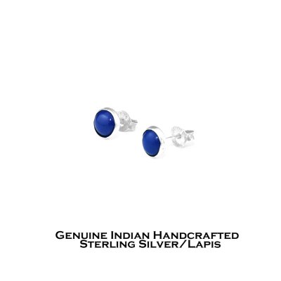 画像1: ネイティブアメリカン ズニ族 ラピス スターリングシルバー ピアス/Zuni Handmade Sterling Silver Lapis Earrings