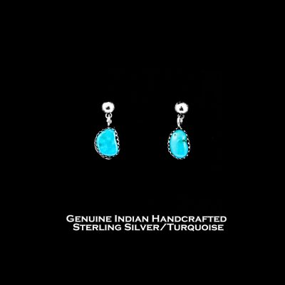 画像1: ネイティブアメリカン ナバホ族 ターコイズ スターリングシルバー ピアス/Native American Navajo Turquoise Sterling Silver Earrings