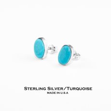 画像1: アメリカン ジュエリー ターコイズ&925シルバー ピアス/Turquoise Sterling Silver Earrings (1)