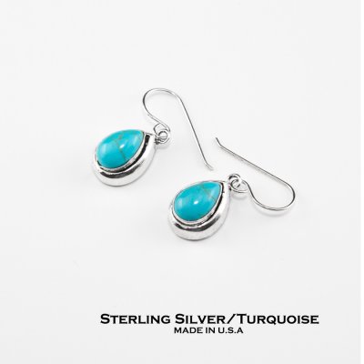 画像1: アメリカン ジュエリー ターコイズ&スターリングシルバー ピアス/Turquoise Sterling Silver Earrings