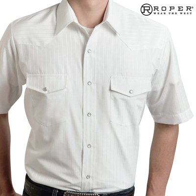 画像1: ローパー ウエスタン シャツ（ホワイト・半袖）/Roper Shortsleeve Western Shirt
