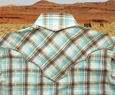 画像2: パンハンドルスリム 刺繍 トリミング ウエスタンシャツ ストーン・ブラウン・ターコイズ（長袖）大きいサイズもあり/Panhandle Slim Long Sleeve Western Shirt