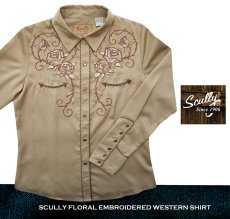 画像2: スカリー ローズ＆ロングホーン 刺繍 ウエスタン シャツ（長袖/ライトブラウン）S/Scully Long Sleeve Western Shirt(Women's) (2)