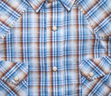 画像2: パンハンドルスリム ラフストック ウエスタン シャツ（ブルー・ブラウン/長袖）/Rough Stock Long Sleeve Western Shirt by Panhandle Slim(Powder Blue) (2)