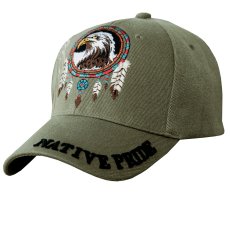 画像2: ネイティブプライド シャドウつき 刺繍 キャップ アメリカンイーグル＆フェザー（ アーミーグリーン）/Native Pride Cap American Eagle&Feather(Army Green) (2)