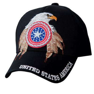 画像1: イーグル アメリカ 刺繍 キャップ（ブラック）/Baseball Cap UNITED STATES AMERICA