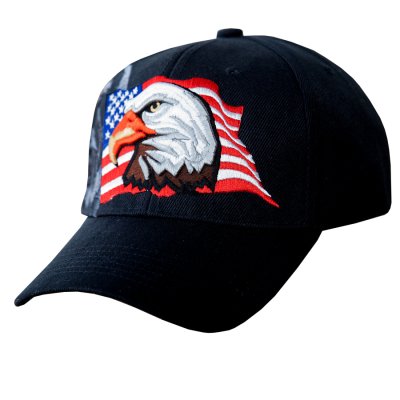 画像2: アメリカンイーグル＆アメリカンフラッグ シャドウつき 刺繍 キャップ（ブラック）/Baseball Cap(Black)