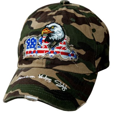 画像1: アメリカンイーグル＆USA アメリカンフラッグ  カモ 刺繍 ビンテージ キャップ/American Eagle U.S.A Camo Baseball Cap American Vintage Style