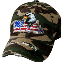 画像1: アメリカンイーグル＆USA アメリカンフラッグ  カモ 刺繍 ビンテージ キャップ/American Eagle U.S.A Camo Baseball Cap American Vintage Style (1)