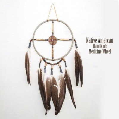 画像1: アメリカインディアン ナバホ族 ハンドメイド メディスンホイール（鹿の角ペイント）/Navajo Hand Made Medicine Wheel