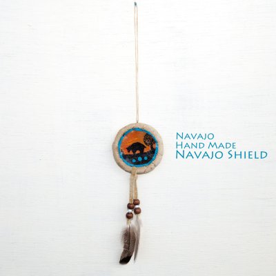 画像1: アメリカインディアン ナバホ族 鹿革製 ハンドメイド ナバホ シールド バッファロー/Navajo Hand Made Navajo Shield Buffalo