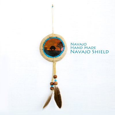 画像1: アメリカインディアン ナバホ族 鹿革製 ハンドメイド ナバホ シールド バッファロー/Navajo Hand Made Navajo Shield Buffalo