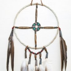 画像2: アメリカインディアン ナバホ族 ハンドメイド メディスンホイール（鹿の角ペイント）/Navajo Hand Made Medicine Wheel (2)