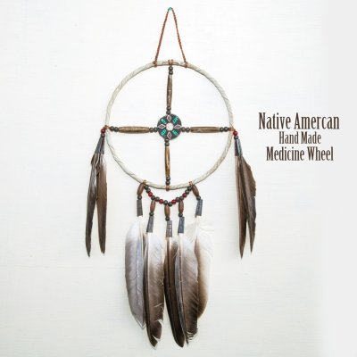 画像1: アメリカインディアン ナバホ族 ハンドメイド メディスンホイール（鹿の角ペイント）/Navajo Hand Made Medicine Wheel