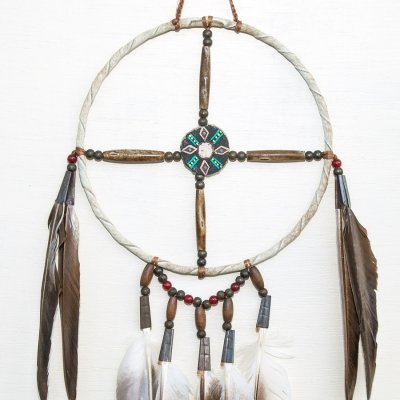 画像2: アメリカインディアン ナバホ族 ハンドメイド メディスンホイール（鹿の角ペイント）/Navajo Hand Made Medicine Wheel