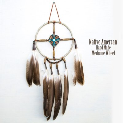 画像1: アメリカインディアン ナバホ族 ハンドメイド メディスンホイール（鹿の角ペイント）/Navajo Hand Made Medicine Wheel