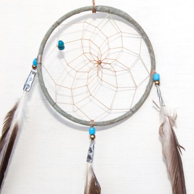 画像2: アメリカインディアン ナバホ族 ハンドメイド ドリームキャッチャー 10.7cm（グレー）/Navajo Hand Made Dream Catcher