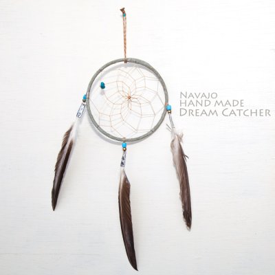 画像1: アメリカインディアン ナバホ族 ハンドメイド ドリームキャッチャー 10.7cm（グレー）/Navajo Hand Made Dream Catcher