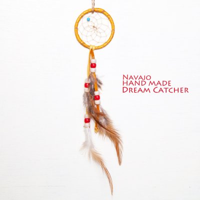 画像1: ドリームキャッチャー 直径5.8cmxH27cm-アメリカインディアン ナバホ族 ハンドメイド /Navajo Hand Made Dream Catcher