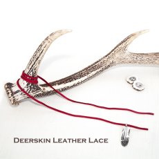 画像1: 鹿革 革紐 ディアスキン レザー レース 3mm（レッド）インディアンジュエリーなどアクセサリー レザークラフト材料/Deerskin Leather Lace(Red) (1)