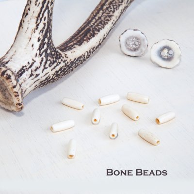 画像1: ボーン ビーズ 10個セット 2mm穴 ジュエリーなどアクセサリー クラフトパーツ 材料/Bone Beads