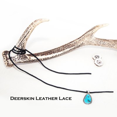 画像1: 鹿革 革紐 ディアスキン レザー レース 3mm（ブラック）インディアンジュエリーなどアクセサリー レザークラフト材料/Deerskin Leather Lace(Black)