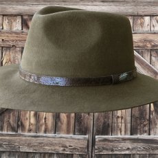 画像2: アウトバック トレーディング フェザー レザーハットバンド ウール ハット（モス）大きいサイズもあり/Outback Trading Company Wool Hat(Moss) (2)