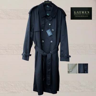 画像1: ラルフ ローレン トレンチ コート  ダブルブレスト ブラック・トープ/Lauren by Ralph Lauren Double-Breasted Trench Coat Black/Taupe(Men's) 