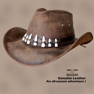 画像1: ブルハイド レザー カウボーイ ハット クロコダイルティース（ブラウン）/Bullhide Genuine Leather Cowboy Hat(Chocolate)