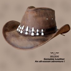 画像1: ブルハイド レザー カウボーイ ハット クロコダイルティース（ブラウン）/Bullhide Genuine Leather Cowboy Hat(Chocolate) (1)