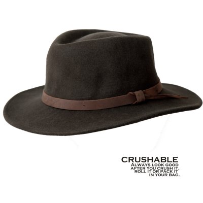 画像1: クラッシャブル＆ロールアップ ウールフェルト ハット（オリーブブラウン）XL（60cm〜ラージ63cm）/Double S Crushable Felt Hat