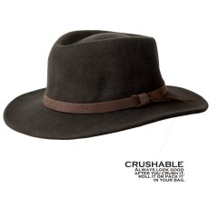 画像1: クラッシャブル＆ロールアップ ウールフェルト ハット（オリーブブラウン）XL（60cm〜ラージ63cm）/Double S Crushable Felt Hat (1)