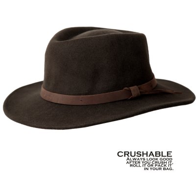 画像1: クラッシャブル＆ロールアップ ウールフェルト ハット（ブラウン）大きいサイズもあり/Twister Crushable Wool Felt Hat(Brown)