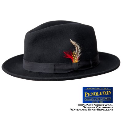画像1: ペンドルトン クラッシャブル ピュアーバージン ウール ハット・大きいサイズ 62cm-64cm（ブラック）/Pendleton Pure Virgin Wool Hat(Black)