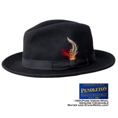 画像1: ペンドルトン クラッシャブル ピュアーバージン ウール ハット・大きいサイズ 62cm-65cm（ブラック）/Pendleton Pure Virgin Wool Hat(Black)