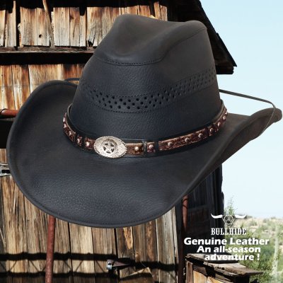 画像1: ブルハイド レザー カウボーイ ハット ゲットオン（ブラック）/Bullhide Genuine Leather Cowboy Hat Get On(Black)