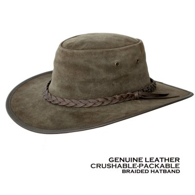 画像1: クラッシャブル・パッカブル レザー ハット（カーキ）/Crushable-Packable Leather Hat(Khaki)