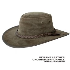 画像1: クラッシャブル・パッカブル レザー ハット（カーキ）/Crushable-Packable Leather Hat(Khaki) (1)