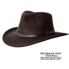 画像1: DPC ドーフマン パシフィック スカラ クラッシャブル ウール アウトバック ハット（ブラウン）大きいサイズもあり/Dorfman Pacific SCALA Crushable Outback Wool Felt Hat(Brown) (1)