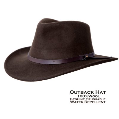 画像1: DPC ドーフマン パシフィック スカラ クラッシャブル ウール アウトバック ハット（ブラウン）大きいサイズもあり/Dorfman Pacific SCALA Crushable Outback Wool Felt Hat(Brown)