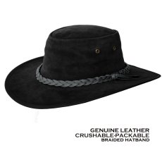 画像1: クラッシャブル・パッカブル レザー ハット（ブラック）/Crushable-Packable Leather Hat(Black) (1)