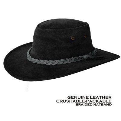 画像1: クラッシャブル・パッカブル レザー ハット（ブラック）/Crushable-Packable Leather Hat(Black)