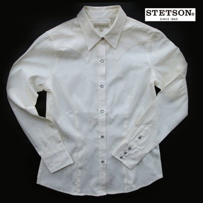 画像1: ステットソン フローラル ウエスタンシャツ クリーム/（長袖）/Stetson Long Sleeve Western Shirt(Women's) 