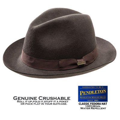 画像1: ペンドルトン クラシック フェドラ ハット（チョコレートブラウン）/Pendleton Classic Fedora Hat Chocolate Brown